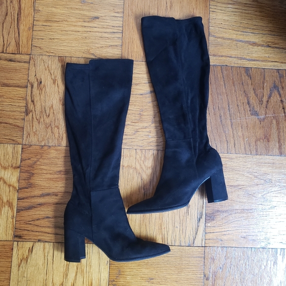 Marc Fisher Black Suede  Heeled Boots - size 7 - Picture 1 of 16